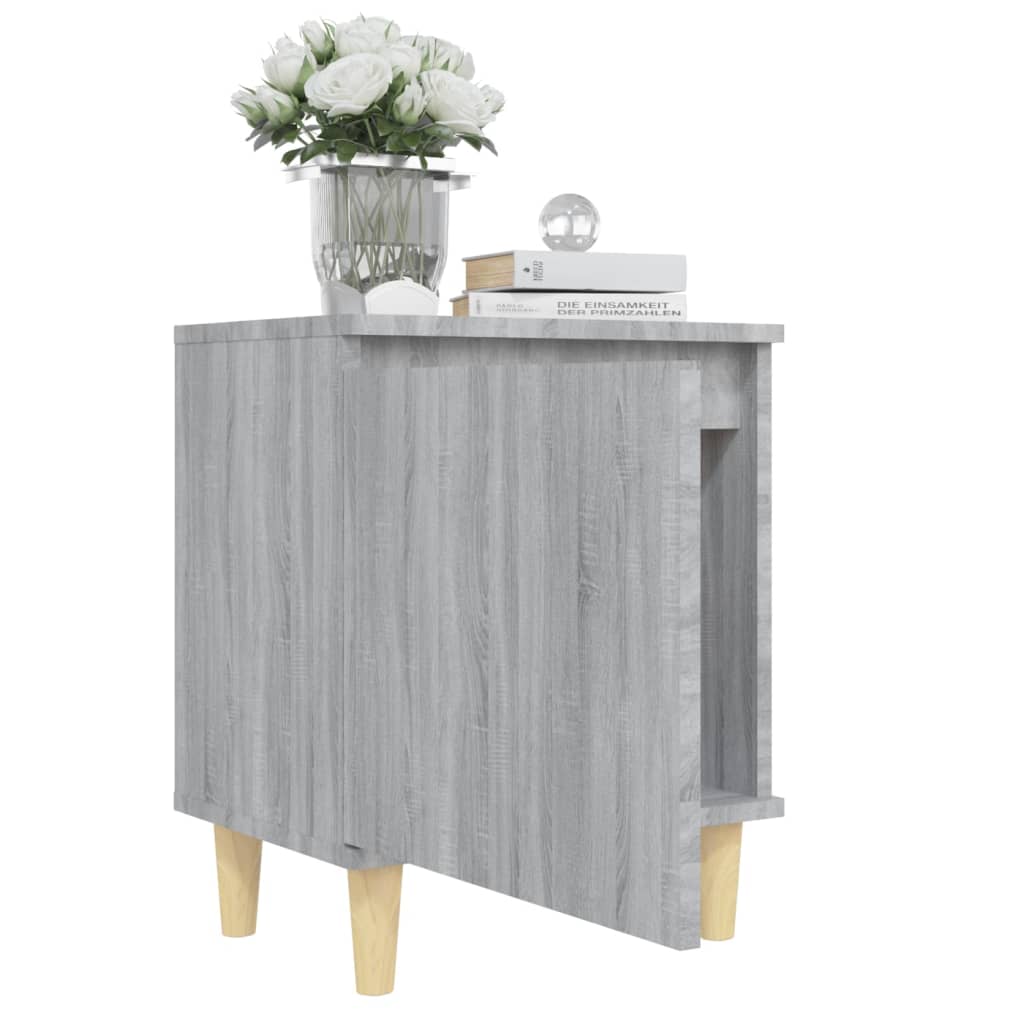 Nachttische mit Massivholz-Beinen 2 Stk. Grau Sonoma 40x30x50cm