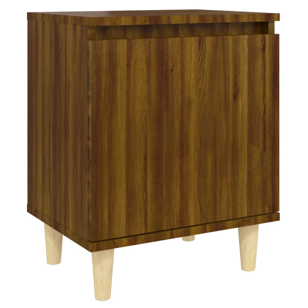 Bedside table with solid wood legs brown oak look 40x30x50cm
