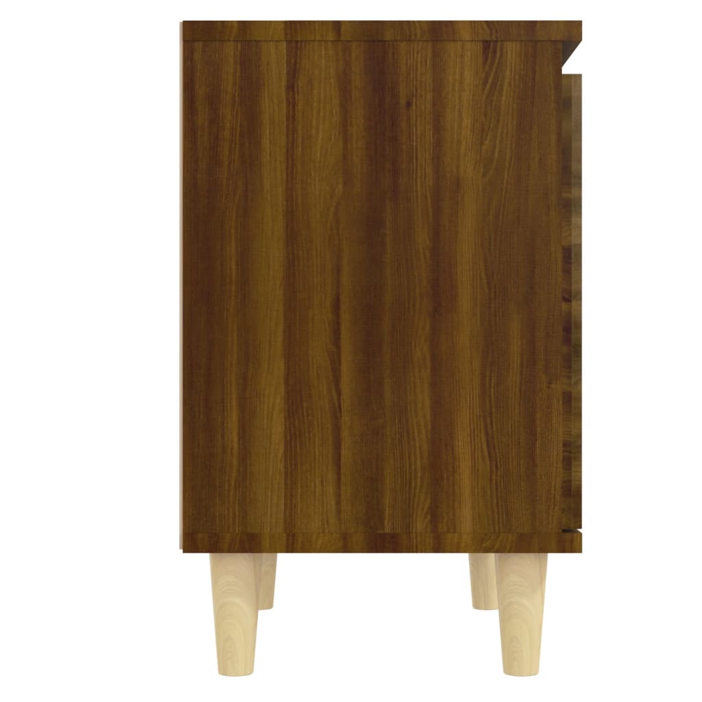 Bedside table with solid wood legs brown oak look 40x30x50cm