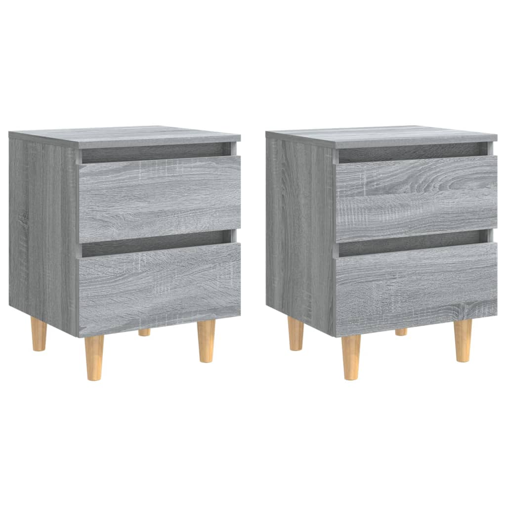 Bedside table with solid wood legs 2 pcs. Gray Sonoma 40x35x50cm