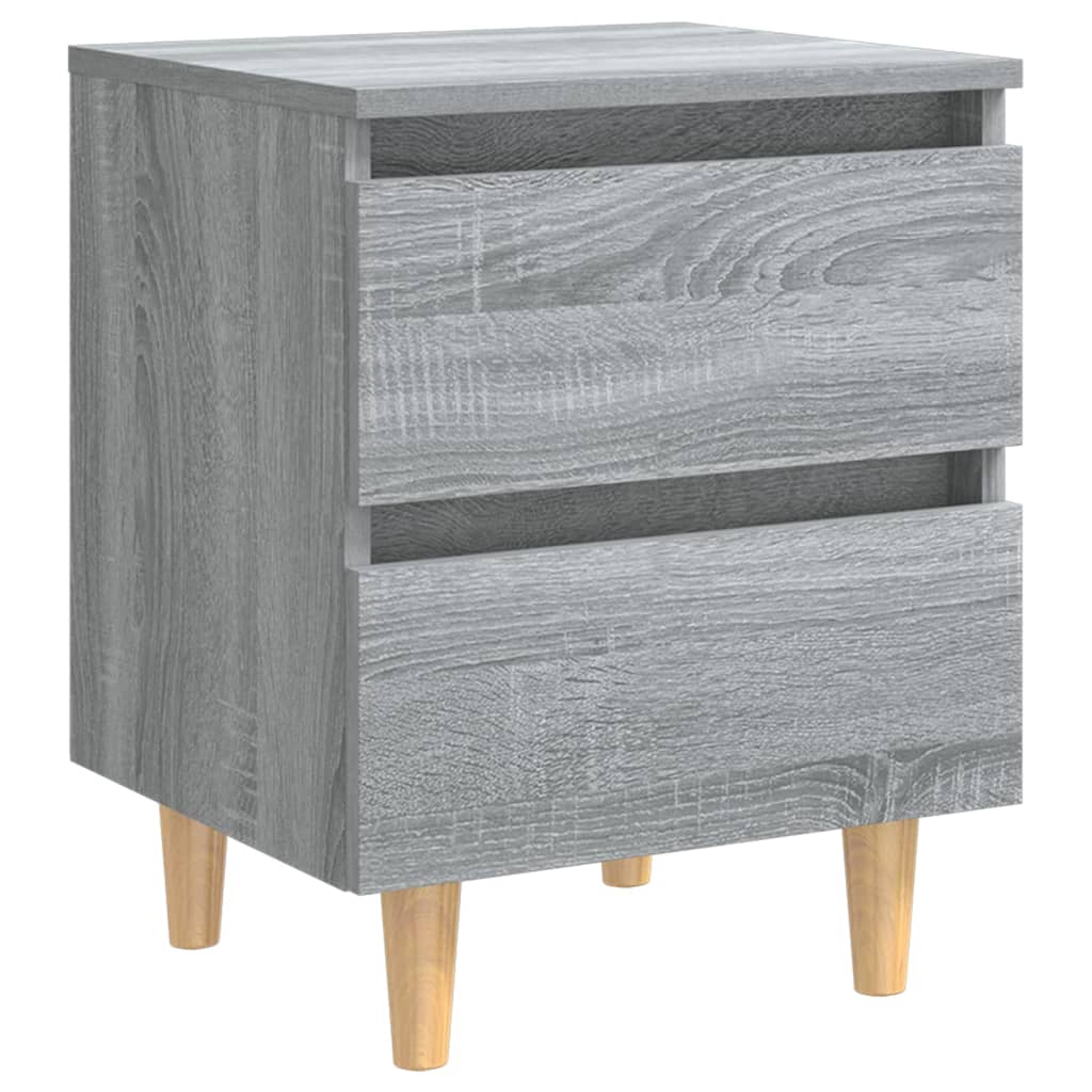 Bedside table with solid wood legs 2 pcs. Gray Sonoma 40x35x50cm