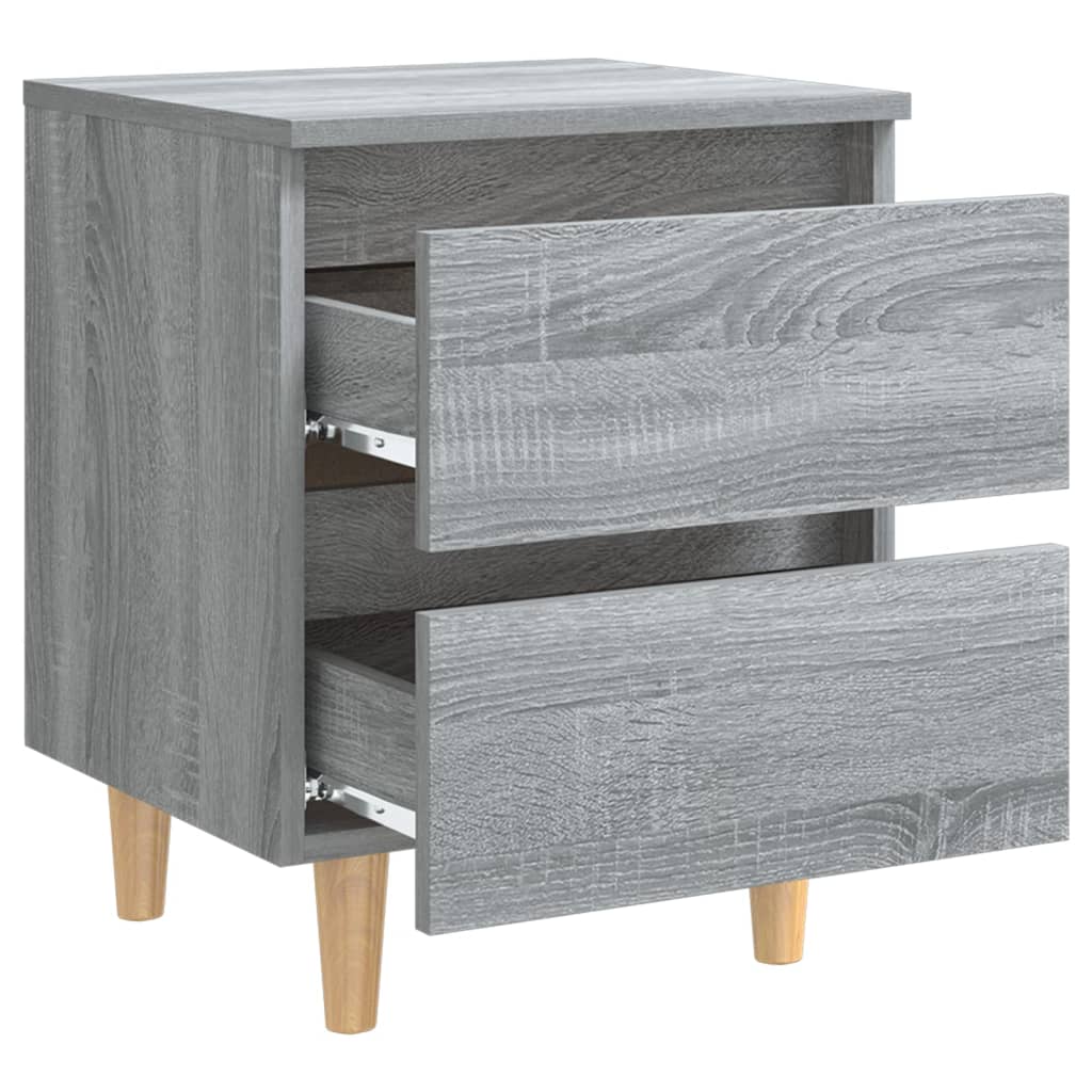 Bedside table with solid wood legs 2 pcs. Gray Sonoma 40x35x50cm