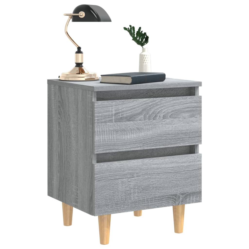 Bedside table with solid wood legs 2 pcs. Gray Sonoma 40x35x50cm