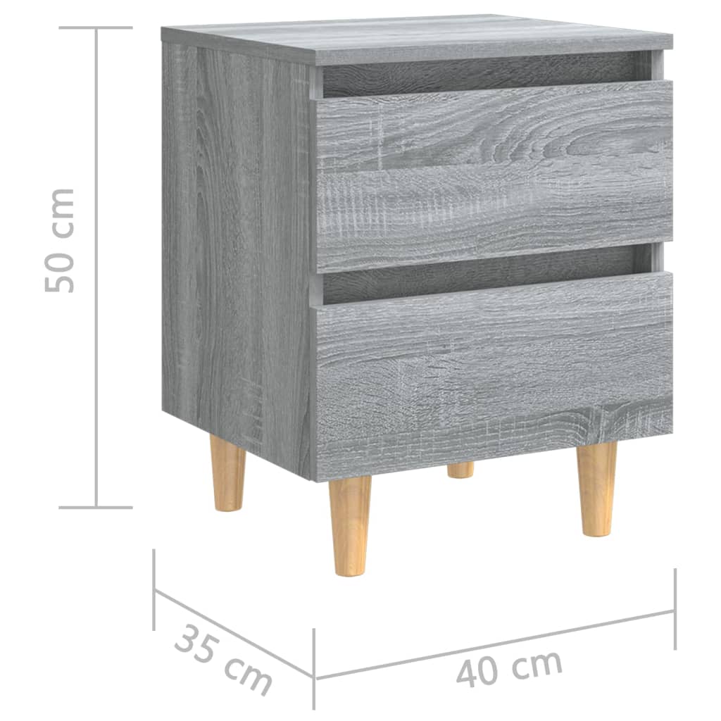 Bedside table with solid wood legs 2 pcs. Gray Sonoma 40x35x50cm