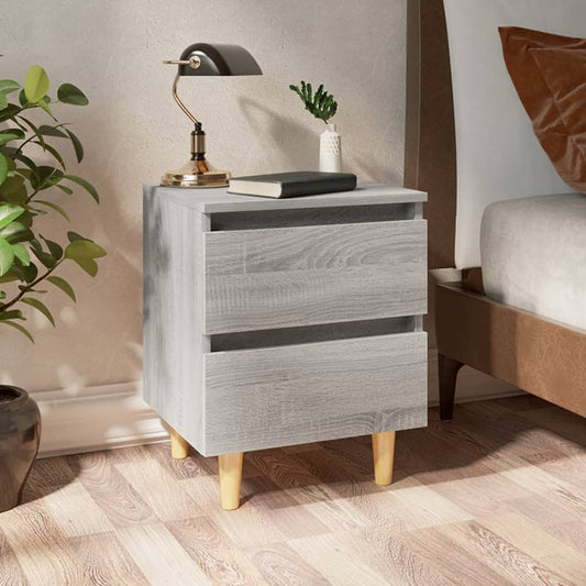 Bedside table with solid wood legs 2 pcs. Gray Sonoma 40x35x50cm