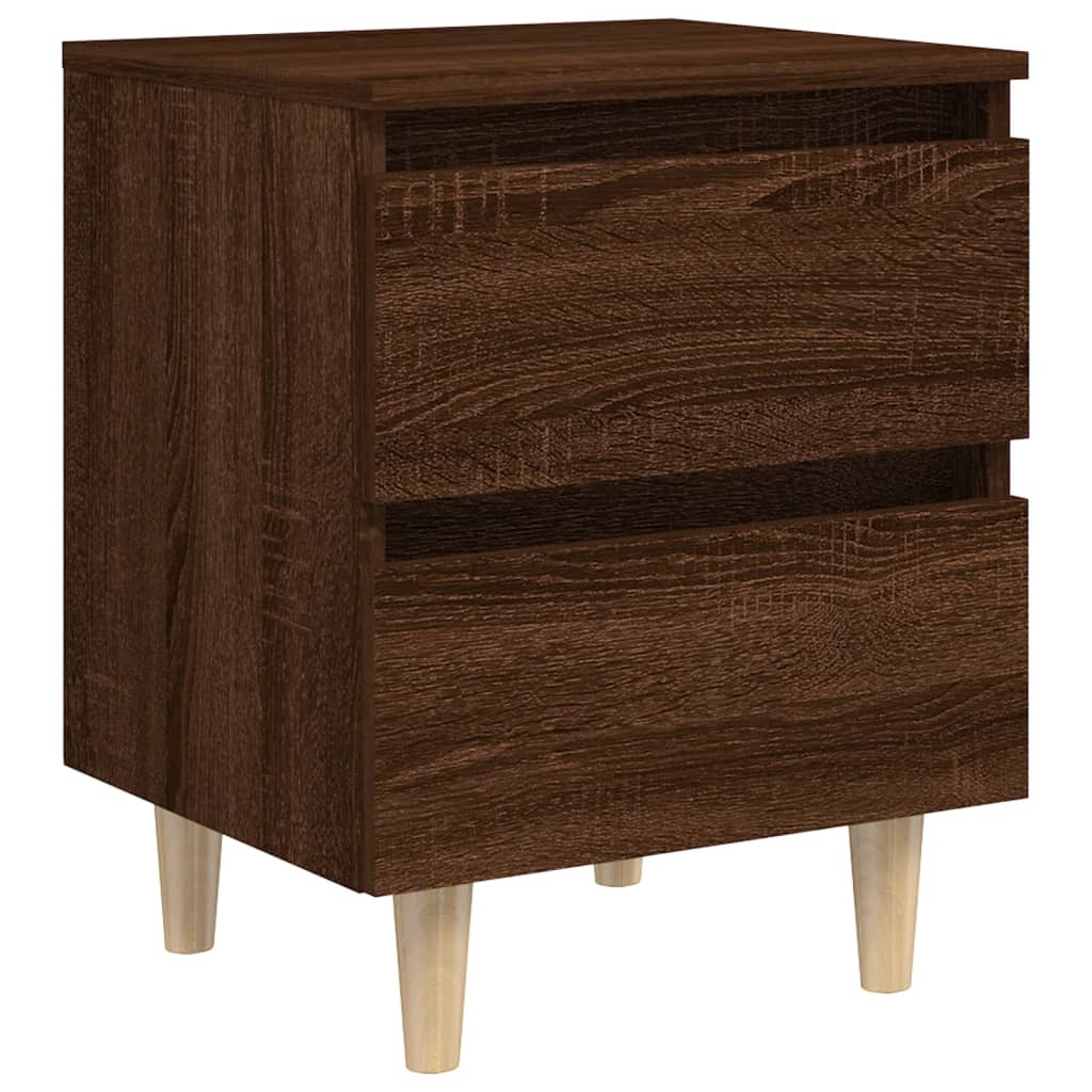 Nachttische mit Massivholz-Beinen 2 Stk. Braun Eiche 40x35x50cm