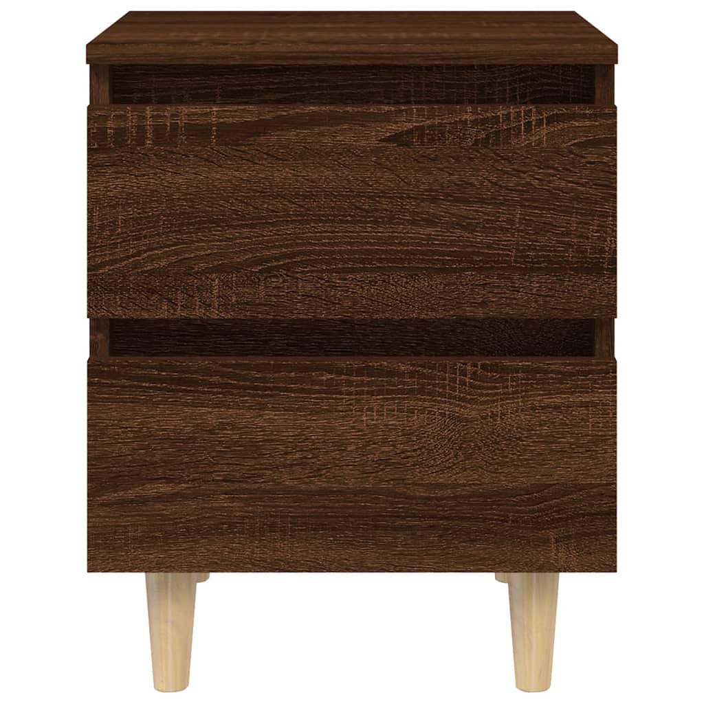 Nachttische mit Massivholz-Beinen 2 Stk. Braun Eiche 40x35x50cm