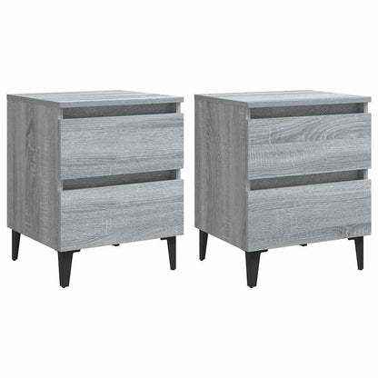 Nachttische mit Metallbeinen 2 Stk. Grau Sonoma 40x35x50 cm