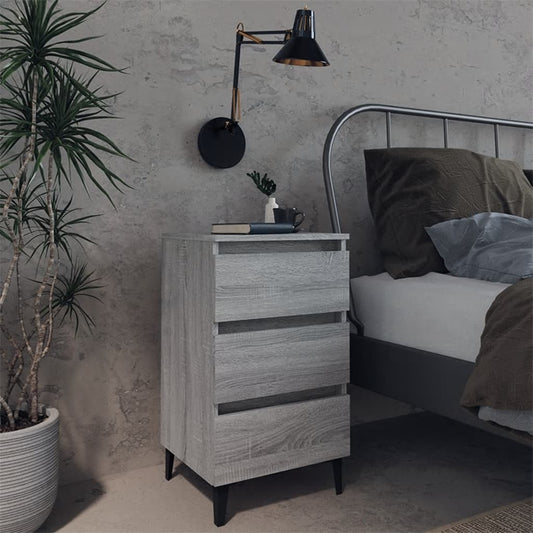 Bedside table with metal legs Gray Sonoma 40x35x69 cm