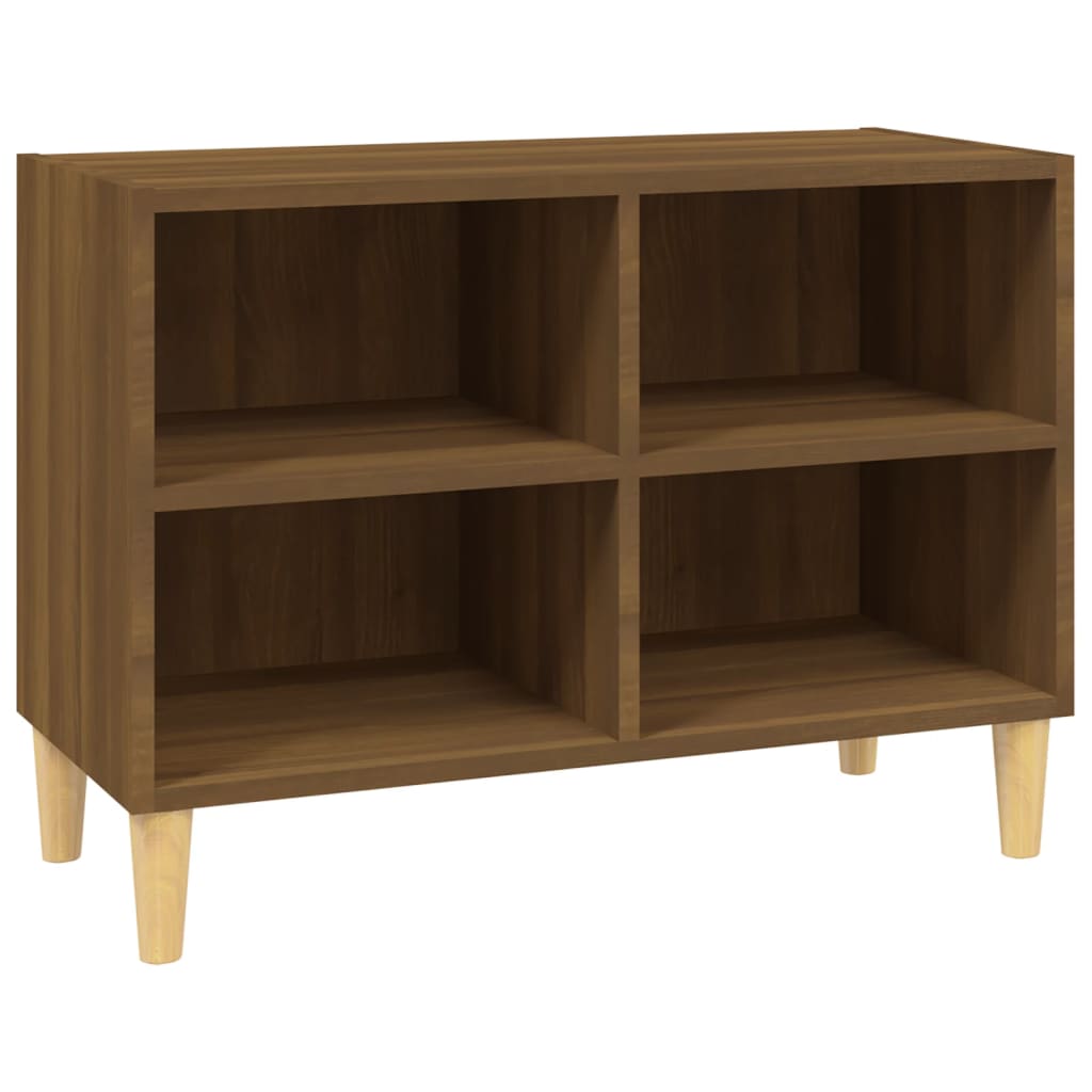 Meuble TV avec pieds en bois massif aspect chêne brun