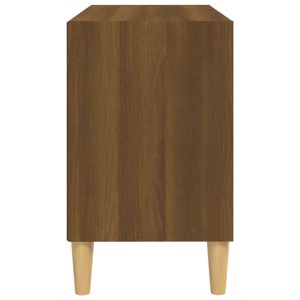 Meuble TV avec pieds en bois massif aspect chêne brun