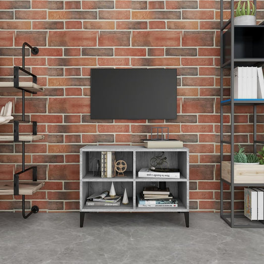 Meuble TV avec pieds en métal, gris Sonoma, 69,5 x 30 x 50 cm