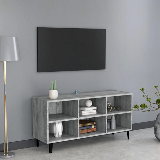 Meuble TV avec pieds en métal, gris Sonoma, 103,5 x 30 x 50 cm