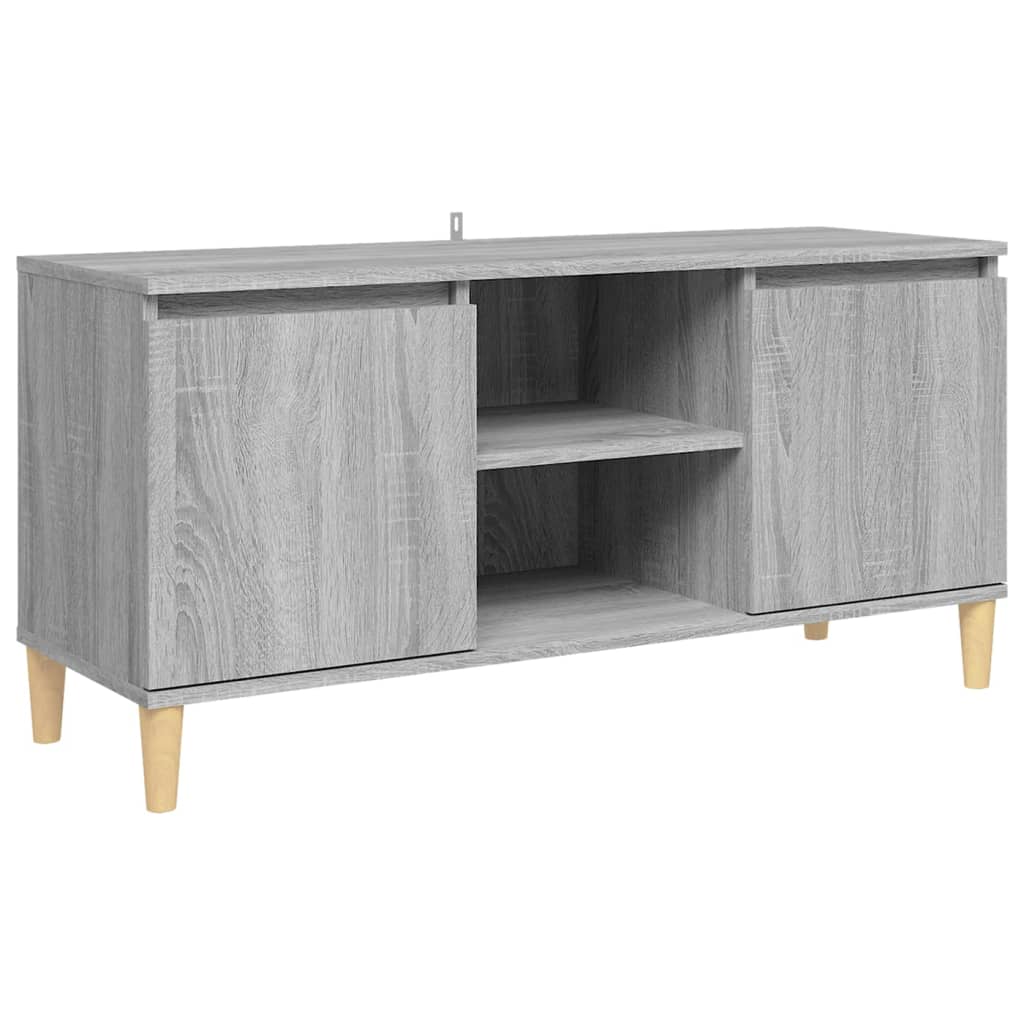 Meuble TV avec pieds en bois massif Gris Sonoma 103,5x35x50 cm