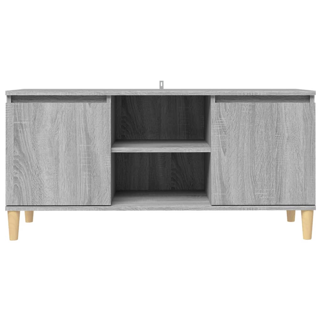 Meuble TV avec pieds en bois massif Gris Sonoma 103,5x35x50 cm