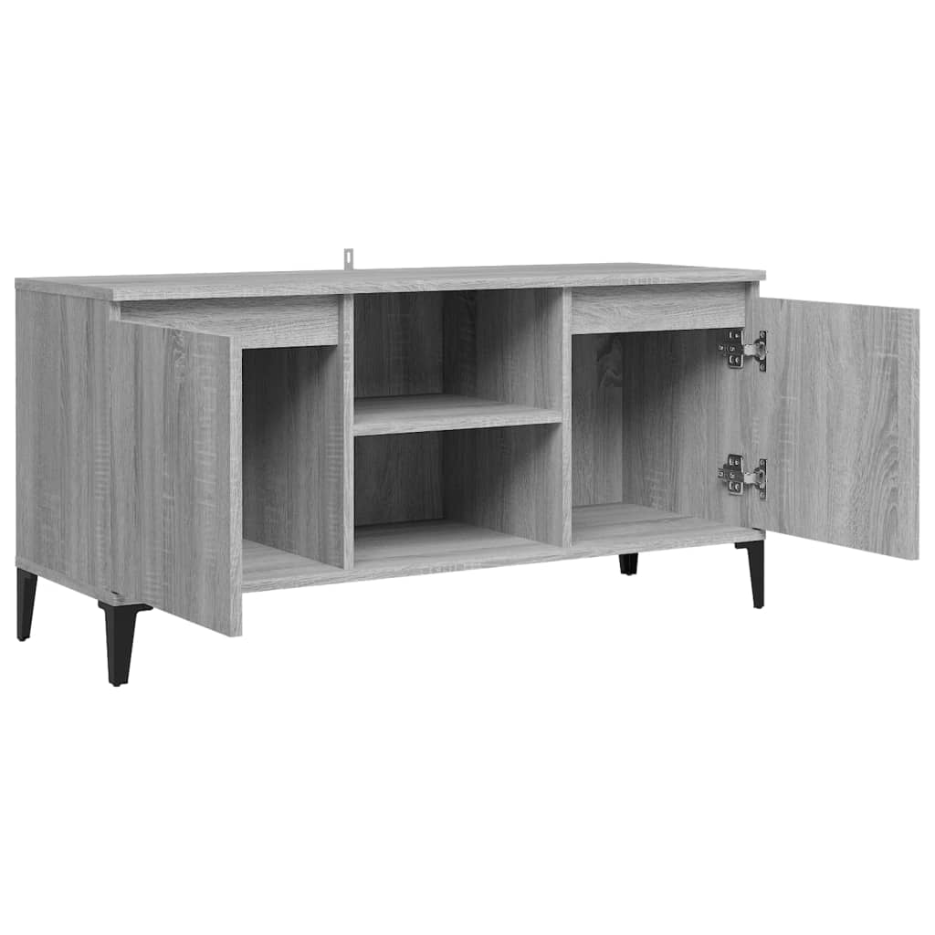 Meuble TV avec pieds en métal Gris Sonoma 103,5x35x50 cm