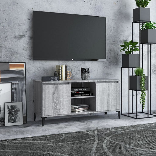 Meuble TV avec pieds en métal Gris Sonoma 103,5x35x50 cm