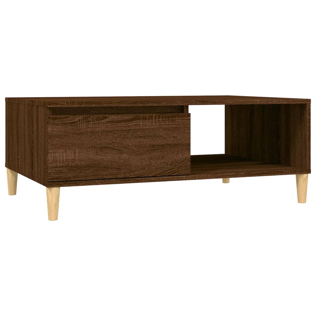 Table basse aspect chêne marron 90x60x35 cm en bois