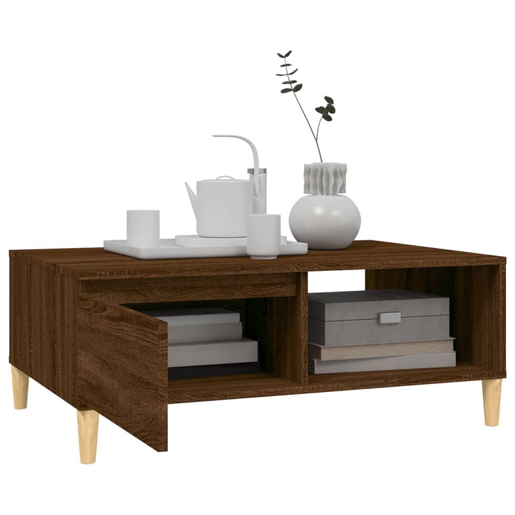 Table basse aspect chêne marron 90x60x35 cm en bois