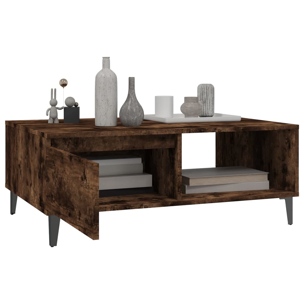 Coffee table smoked oak 90x60x35 cm wood material
