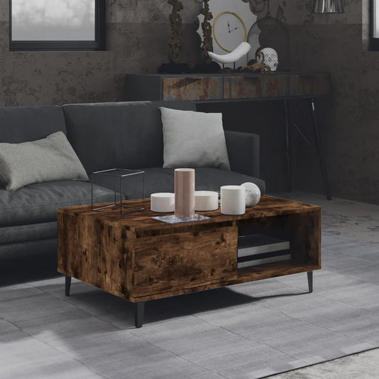 Coffee table smoked oak 90x60x35 cm wood material