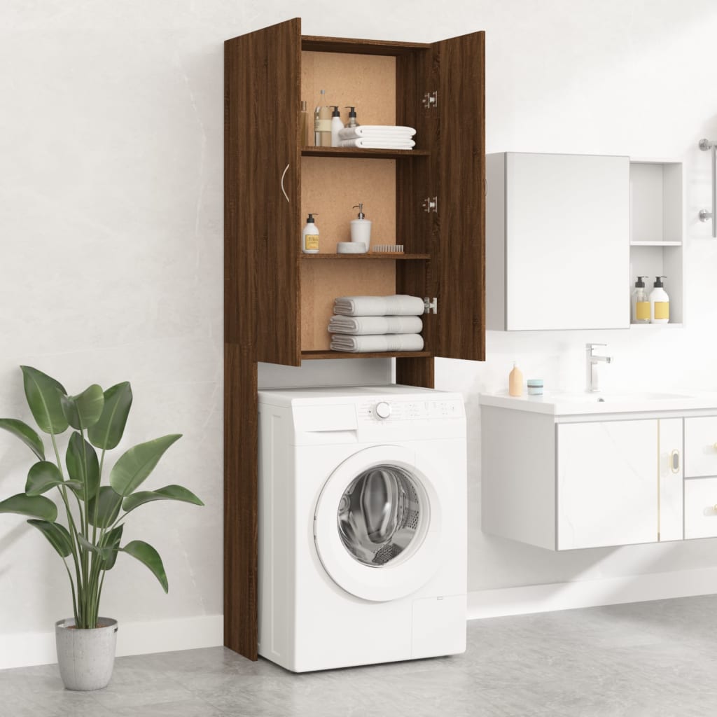 Meuble lave-linge chêne marron 64x25,5x190 cm