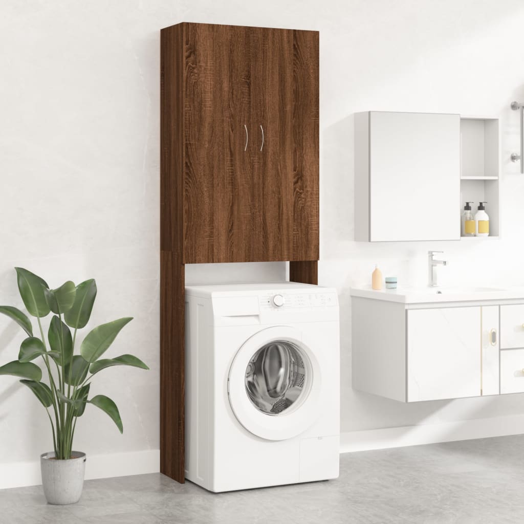 Meuble lave-linge chêne marron 64x25,5x190 cm