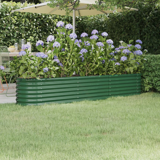 Raised bed powder-coated steel 224x40x36 cm green
