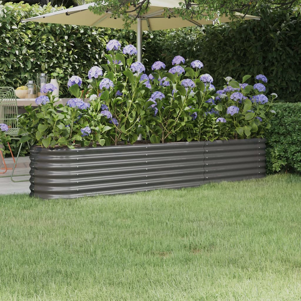 Hochbeet Verzinkter Stahl 224x40x36 cm Grau