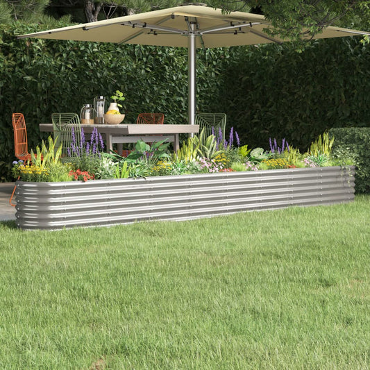 Raised bed powder-coated steel 332x40x36 cm silver