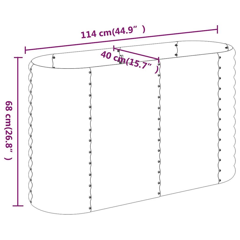 Hochbeet Verzinkter Stahl 114x40x68 cm Grau