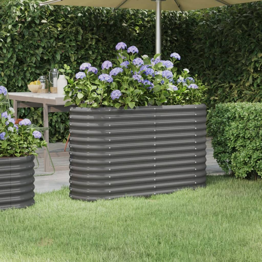 Hochbeet Verzinkter Stahl 114x40x68 cm Grau