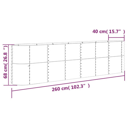 Hochbeet Verzinkter Stahl 260x40x68 cm Braun