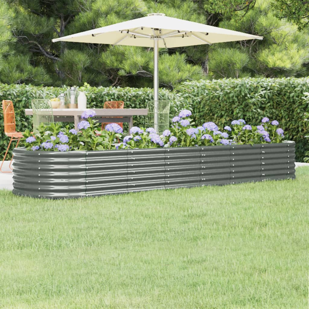 Jardinière surélevée en acier thermolaqué 296x80x36 cm gris