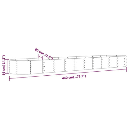 Hochbeet Verzinkter Stahl 440x80x36 cm Grau