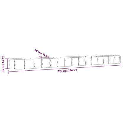 Hochbeet Verzinkter Stahl 620x80x36 cm Grau