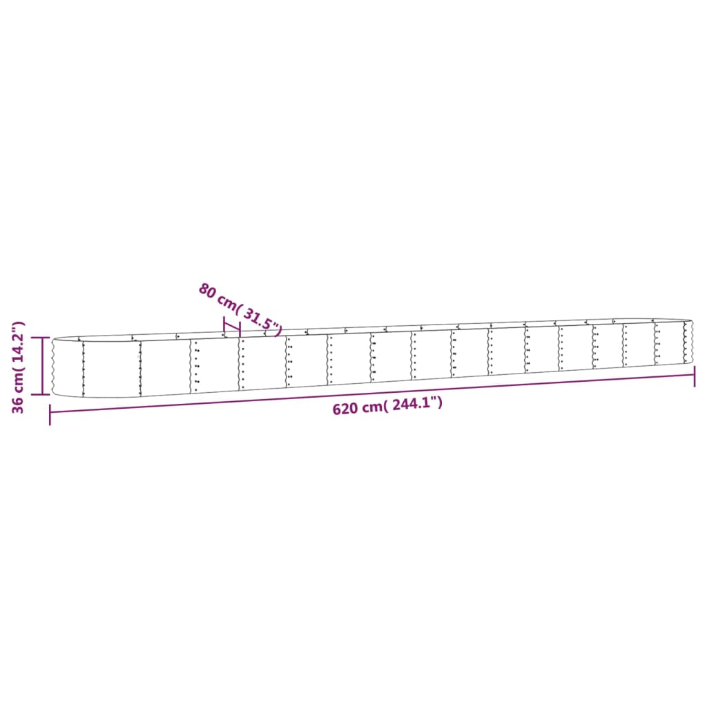 Hochbeet Pulverbeschichteter Stahl 620x80x36 cm Braun