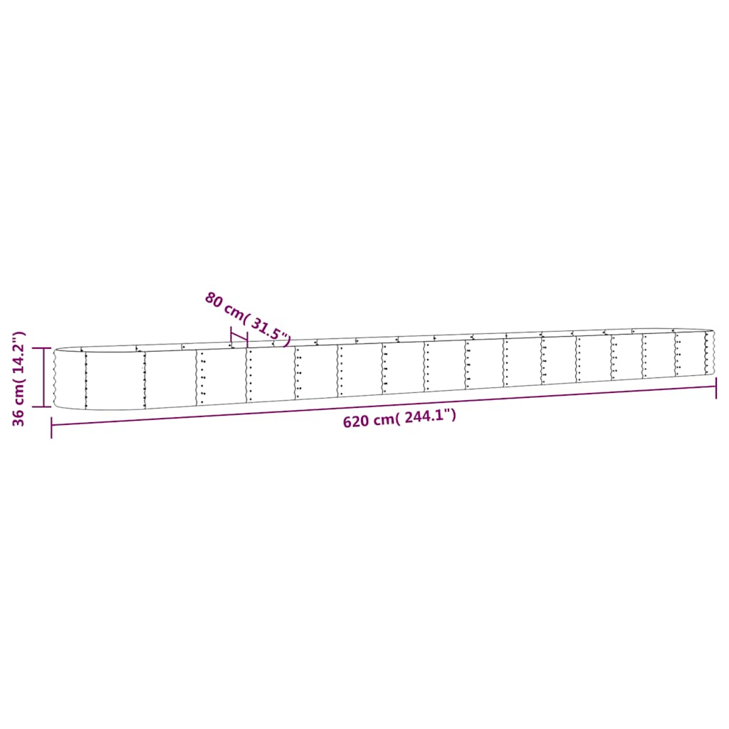 Hochbeet Verzinkter Stahl 620x80x36 cm Anthrazit