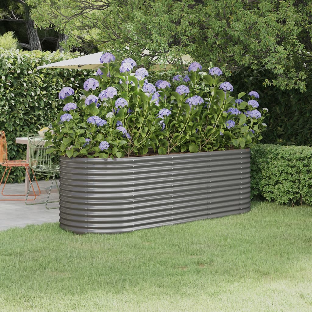 Hochbeet Verzinkter Stahl 224x80x68 cm Grau
