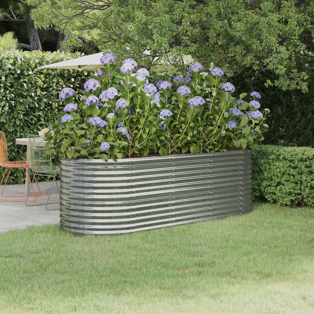Hochbeet Verzinkter Stahl 224x80x68 cm Silbern