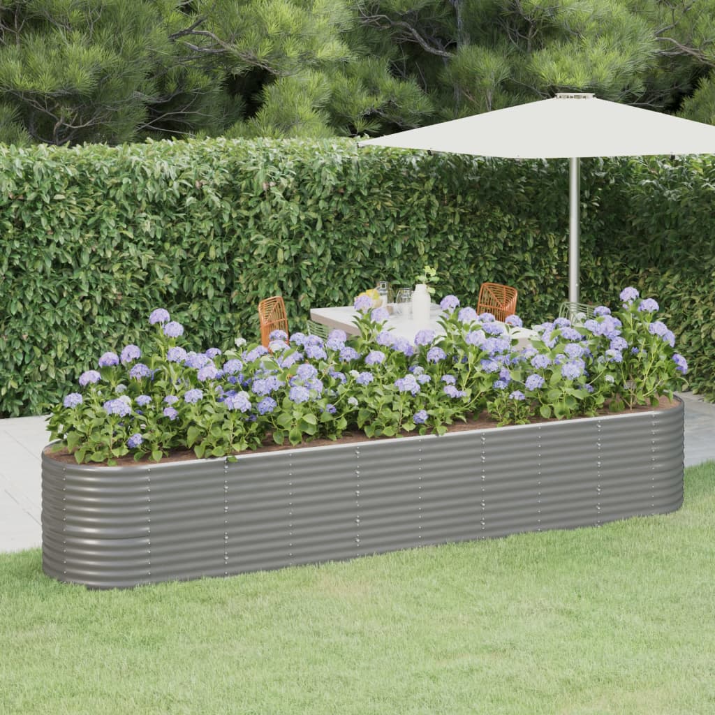 Hochbeet Verzinkter Stahl 368x80x68 cm Grau