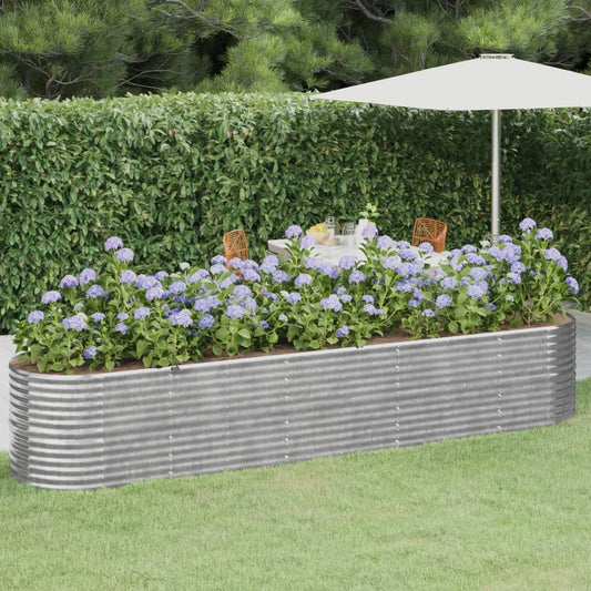 Hochbeet Verzinkter Stahl 368x80x68 cm Silbern