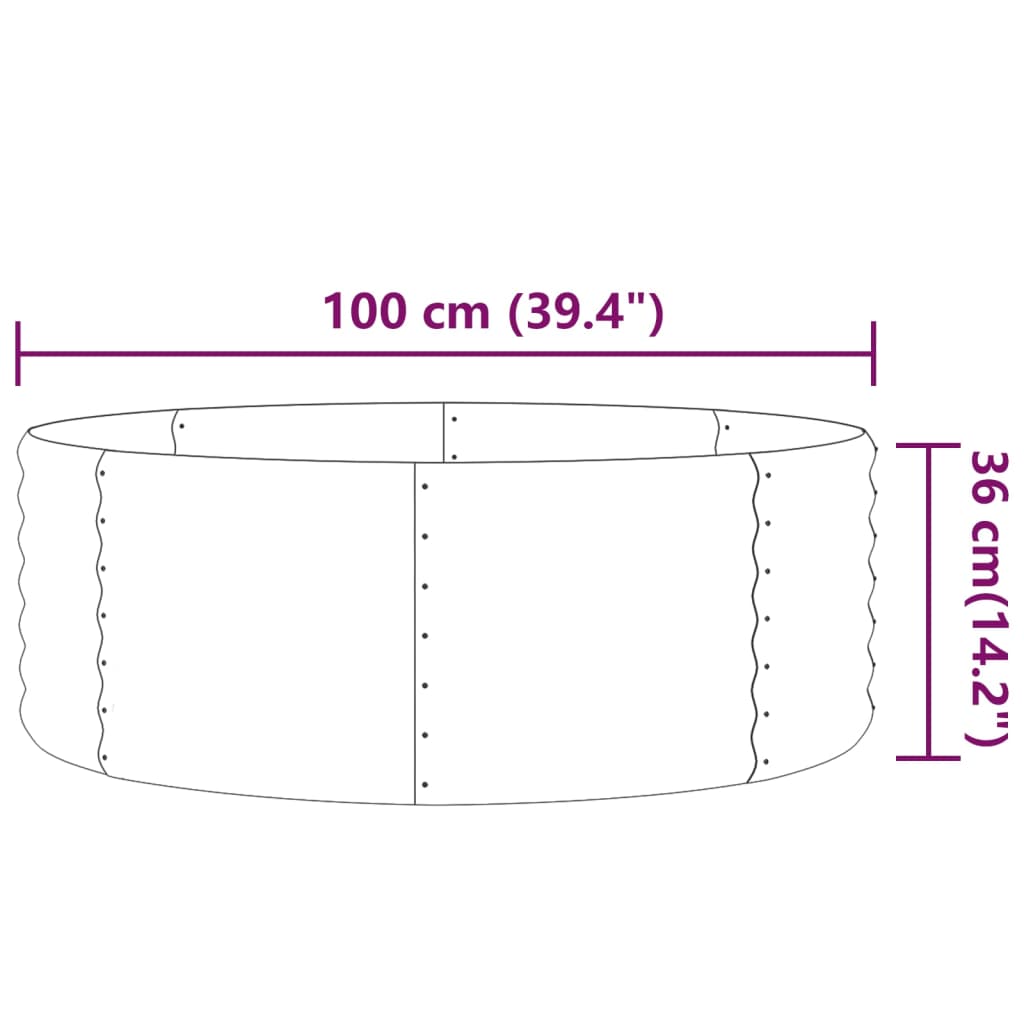 Hochbeet Pulverbeschichteter Stahl 100x100x36 cm Braun