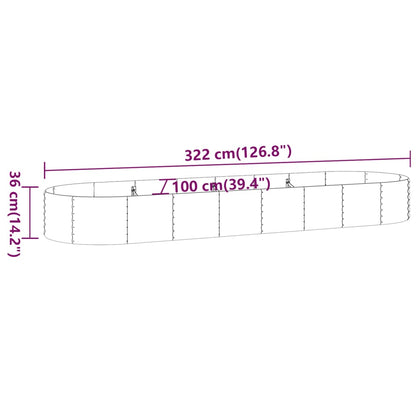 Hochbeet Verzinkter Stahl 322x100x36 cm Grau