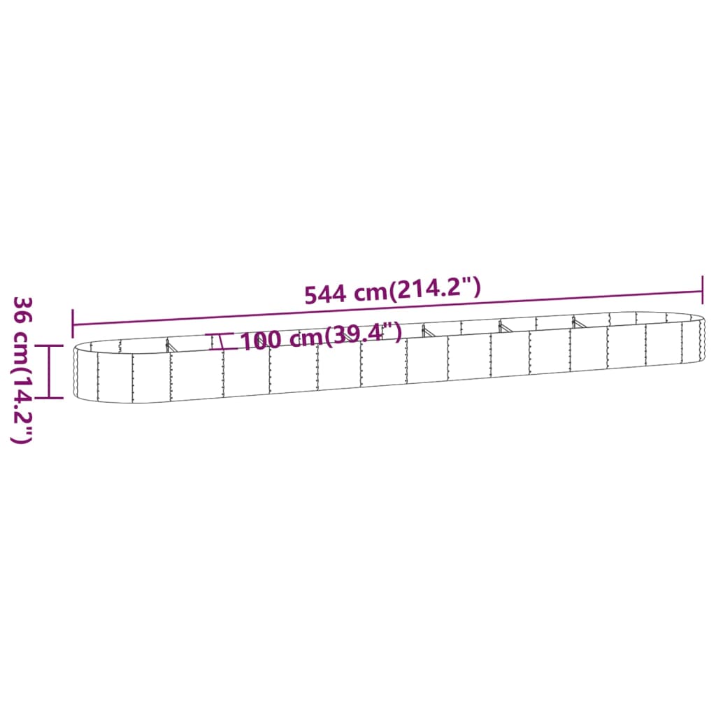 Hochbeet Verzinkter Stahl 544x100x36 cm Braun