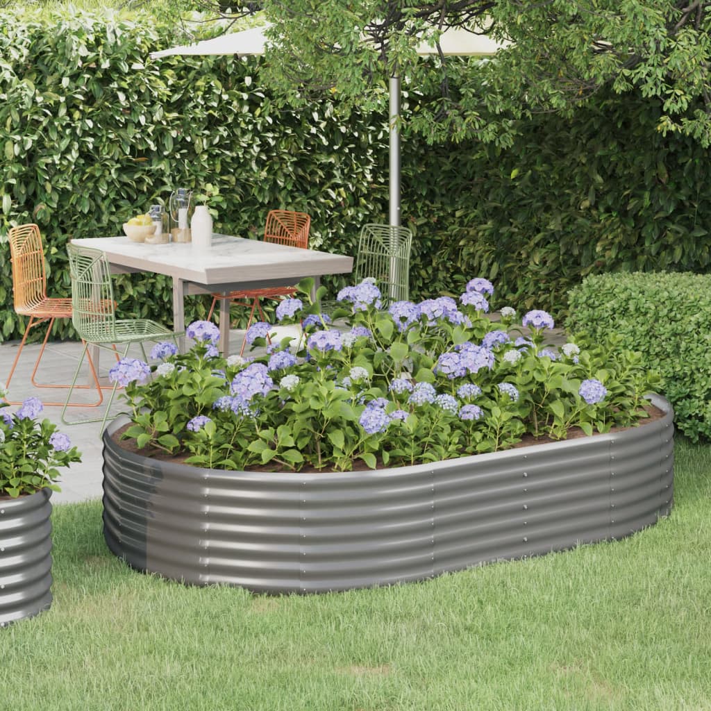 Hochbeet Verzinkter Stahl 214x140x36 cm Grau