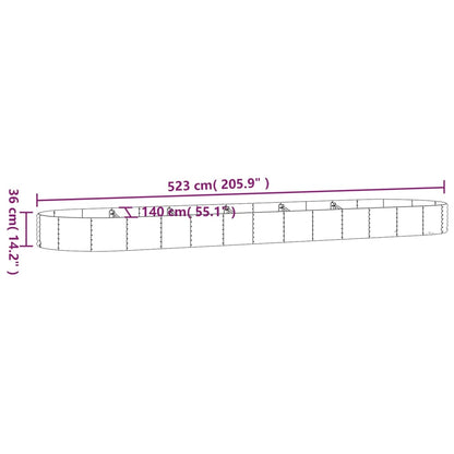 Hochbeet Verzinkter Stahl 523x140x36 cm Silbern