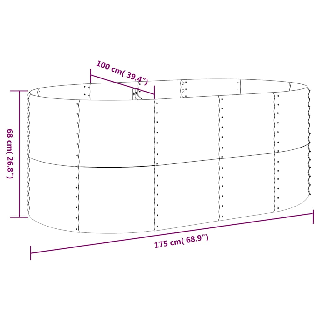 Hochbeet Verzinkter Stahl 175x100x68 cm Braun
