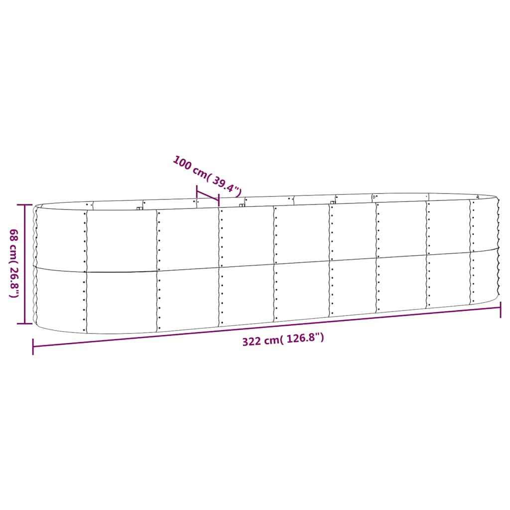 Hochbeet Verzinkter Stahl 322x100x68 cm Anthrazit