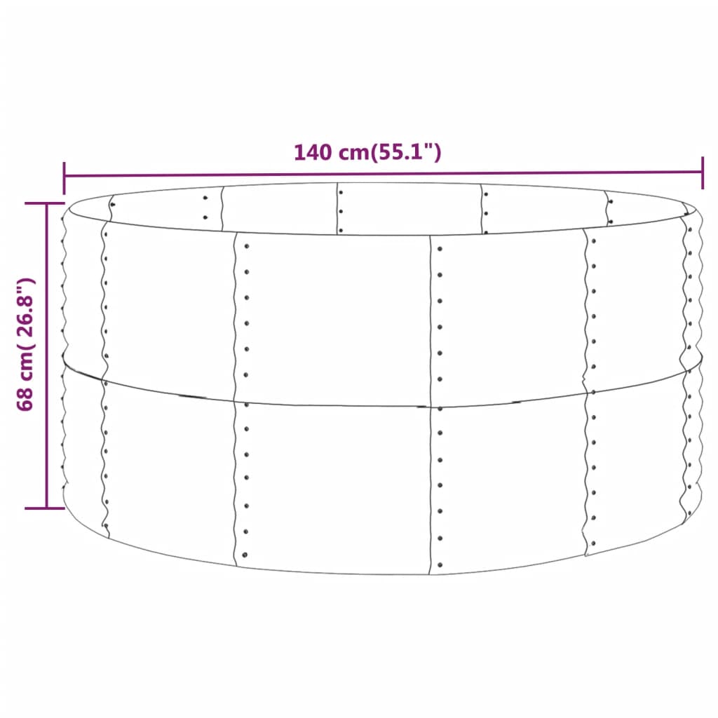Hochbeet Grau 140x140x68 cm Verzinkter Stahl